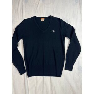 Vintage Casual Corner Vintage Black Lambswool V-Neck Sweater Horse Logo Medium